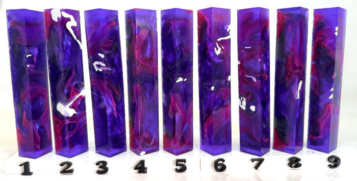 PBBrick-192: Midnight Nebula Purple Red White Pen Blank Diamond Painting Alumilite Resin Casting