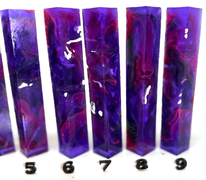 PBBrick-192: Midnight Nebula Purple Red White Pen Blank Diamond Painting Alumilite Resin Casting
