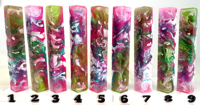 PBBrick-194: Wildflower Waltz Blue Green Pink Purple Yellow White Pen Blank Diamond Painting Alumilite Resin Casting