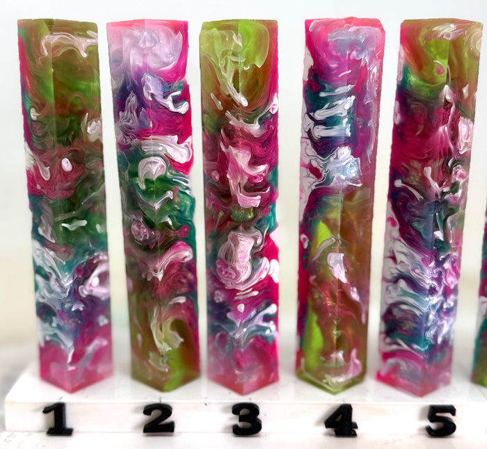 PBBrick-194: Wildflower Waltz Blue Green Pink Purple Yellow White Pen Blank Diamond Painting Alumilite Resin Casting