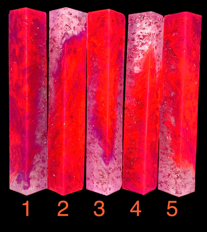 PBBrick-195: Purple Orange with Rose Flake and Glitter Pen Blank Diamond Painting Alumilite Resin Casting