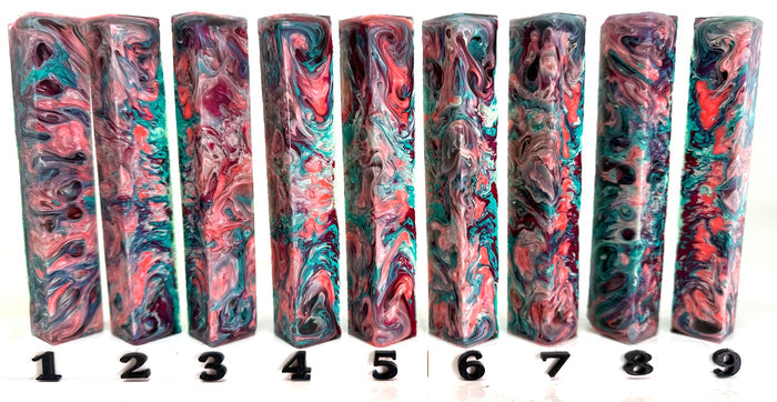 PBBrick-196: Coral Eclipse Blue Orange Red White Pen Blank Diamond Painting Alumilite Resin Casting