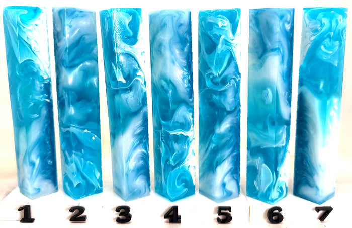 PBBrick-213: Arctic Lagoon Blue Frost White Swirls Pen Blank Diamond Painting Alumilite Resin Casting