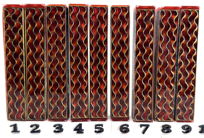 PBBrick-214: Woven Fire Red Gold Black 3D Printed Pen Blank Diamond Painting Alumilite Resin Casting