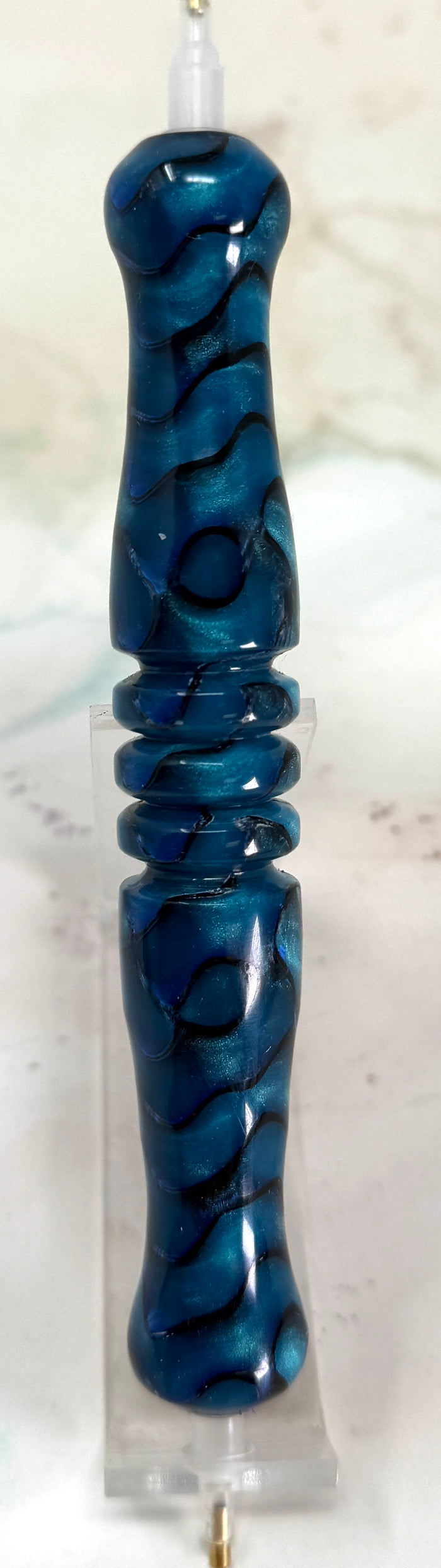 PBBrick-215: Tidal Elegance Blue Black 3D Printed Pen Blank Diamond Painting Alumilite Resin Casting