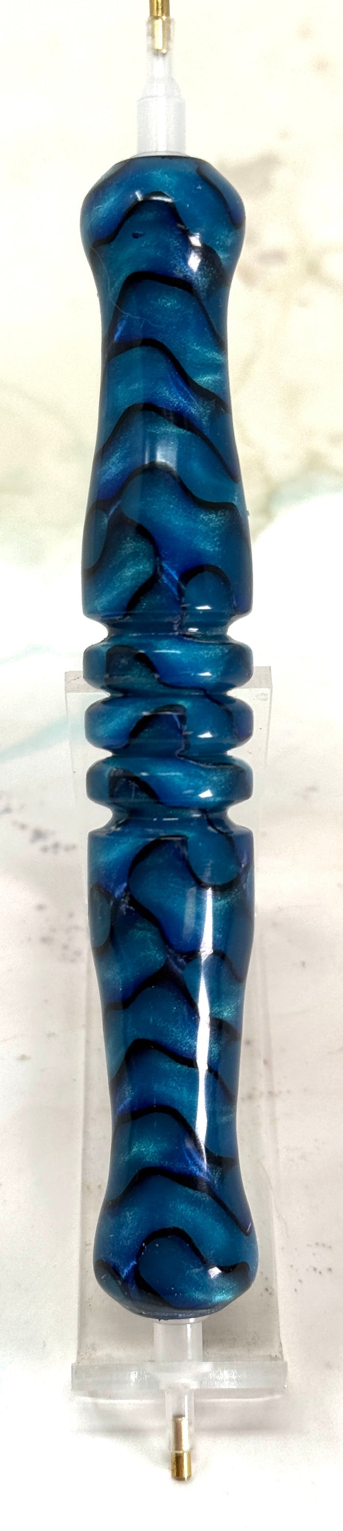 PBBrick-215: Tidal Elegance Blue Black 3D Printed Pen Blank Diamond Painting Alumilite Resin Casting