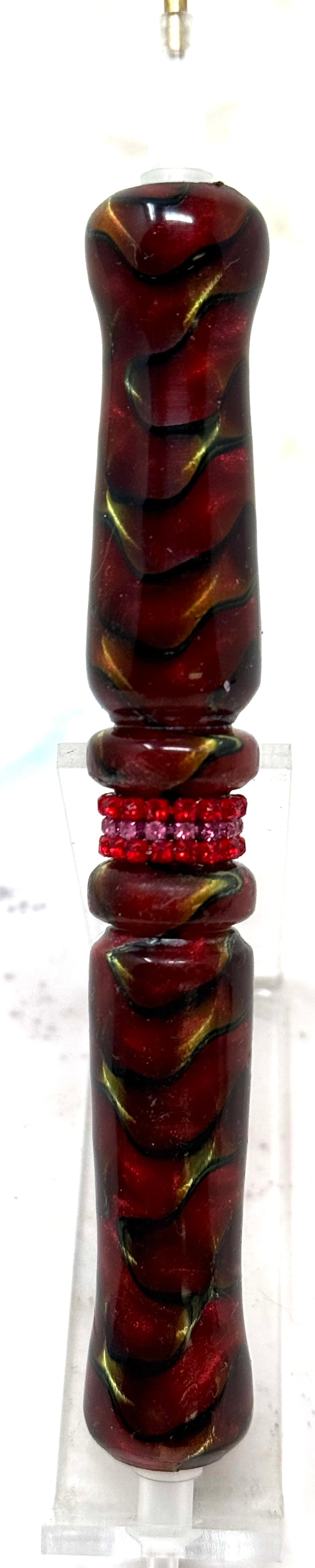 PBBrick-217: Burgundy Wave Red Black 3D Printed Pen Blank Diamond Painting Alumilite Resin Casting