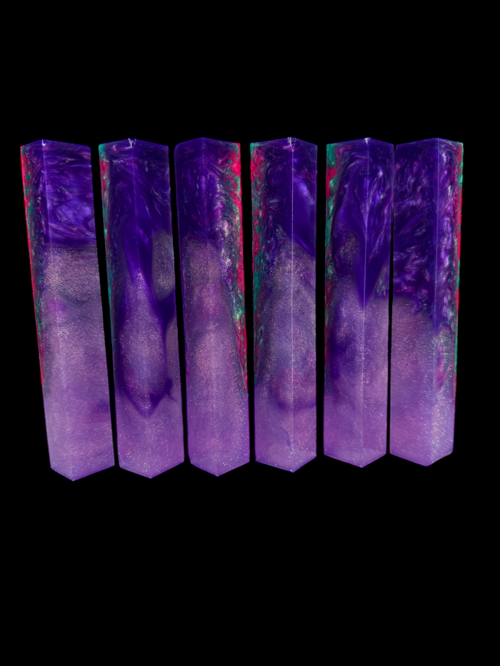 PBBrick-224:  Purple Pink Green with Sparkles Pen Blank Diamond Painting Alumilite Resin Casting