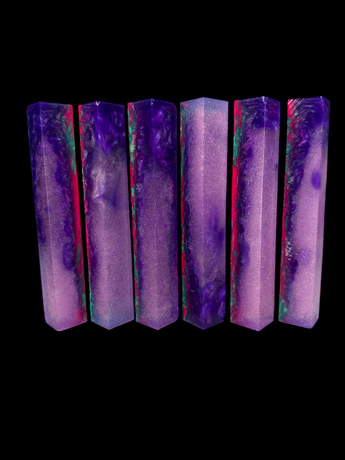 PBBrick-224:  Purple Pink Green with Sparkles Pen Blank Diamond Painting Alumilite Resin Casting
