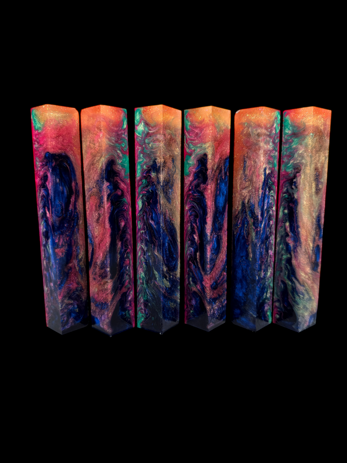 PBBrick-225:  Blue Pink Green with Sparkles Pen Blank Diamond Painting Alumilite Resin Casting