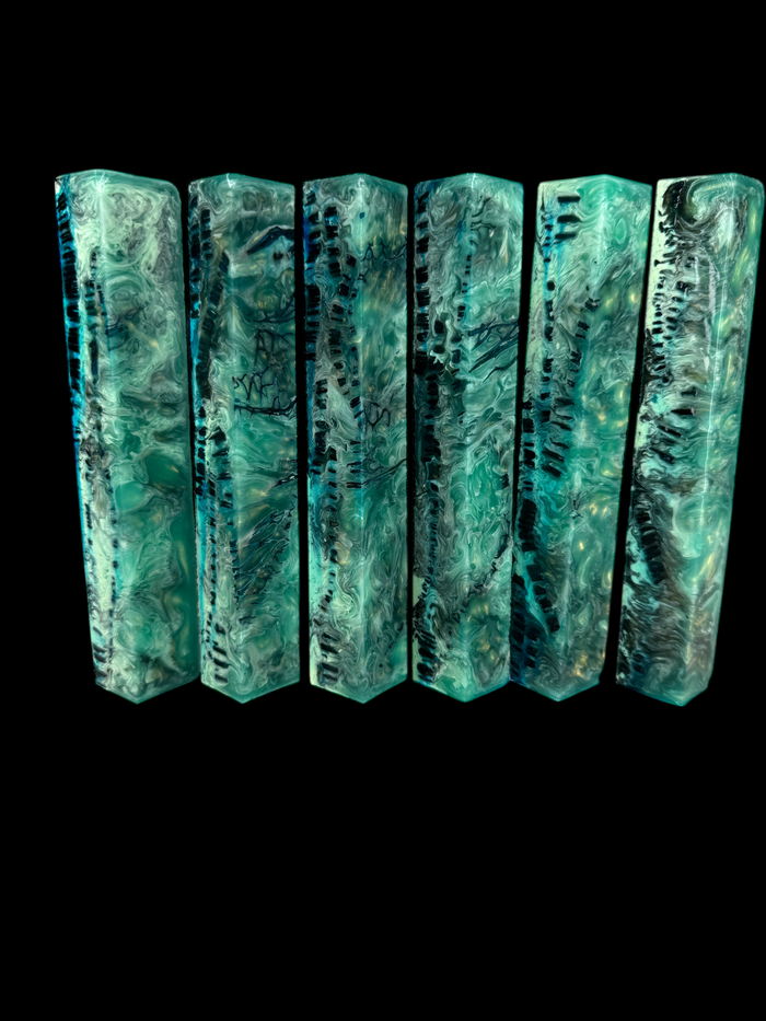 PBBrick-226:  Green with Blue Dyed Prickly Pear Hybrid Pen Blank Diamond Painting Alumilite Resin Casting