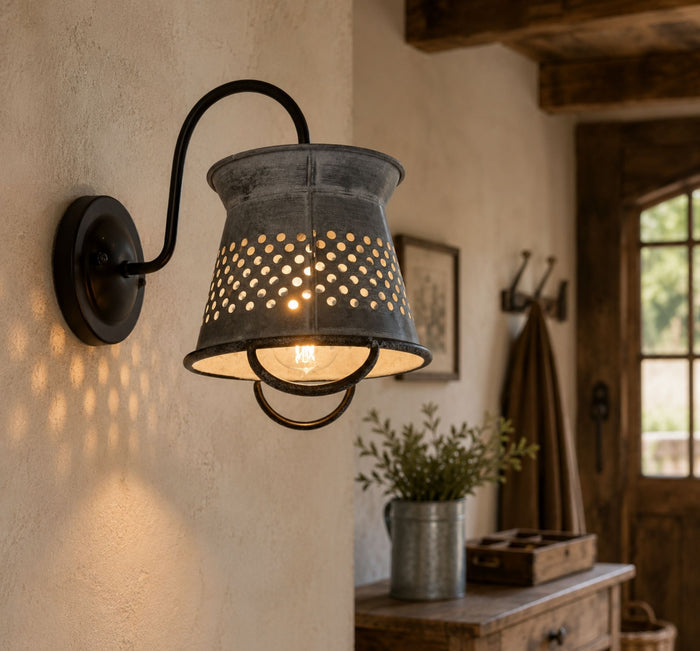 Handcrafted galvanized metal wall sconce by The Lamp Goods
