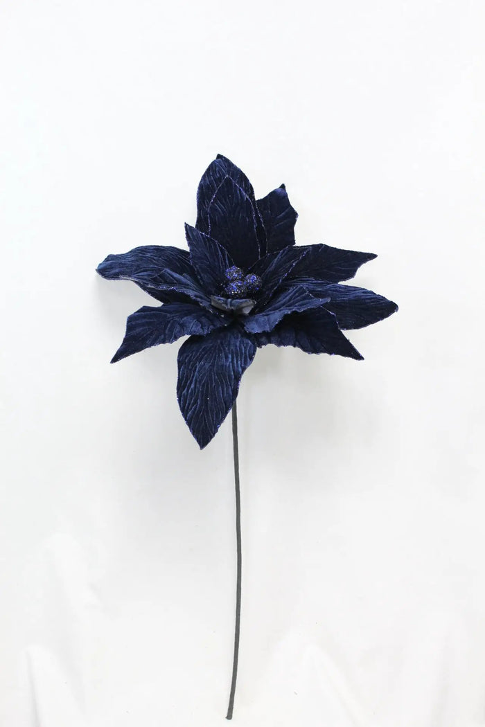 Poinsettia Stem Dark Blue 32.5"
