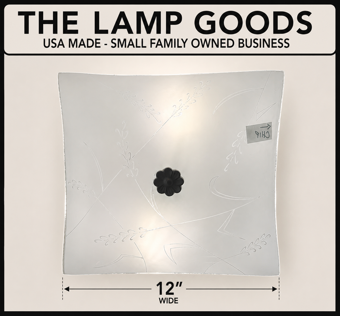 Quiet Harvest Etched Glass Ceiling Light *Note Chip* - The Lamp Goods