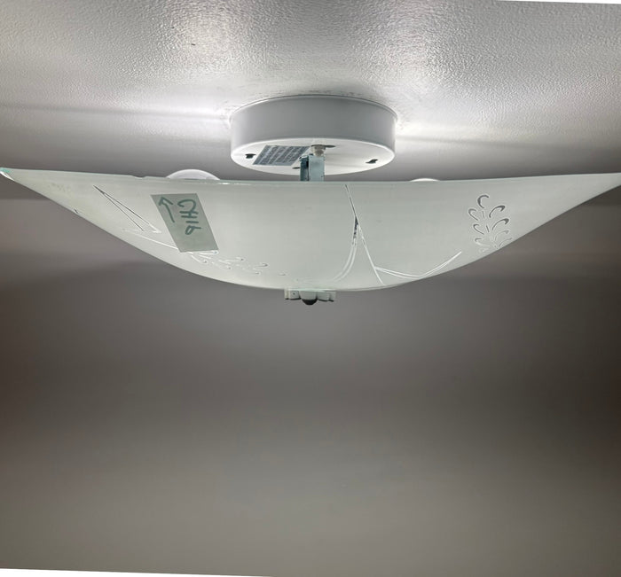 Quiet Harvest Etched Glass Ceiling Light *Note Chip* - The Lamp Goods