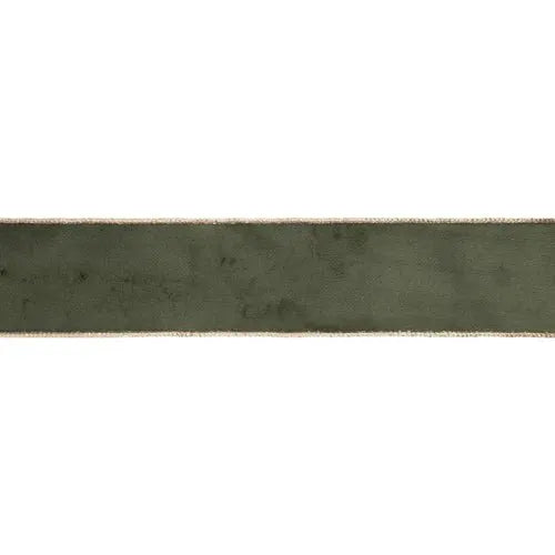 La Ribbons Reversible Classic Velvet Wired Ribbon Moss/Gold 2.5"Wx10yd - Velvet Ribbons Ribbon