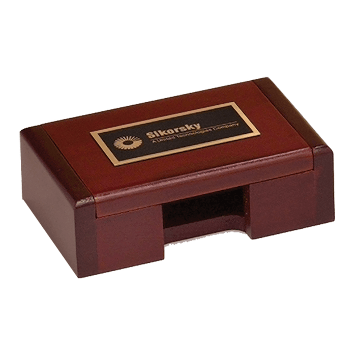 4.4" x 2.875" Rosewood Finish Business Card Box