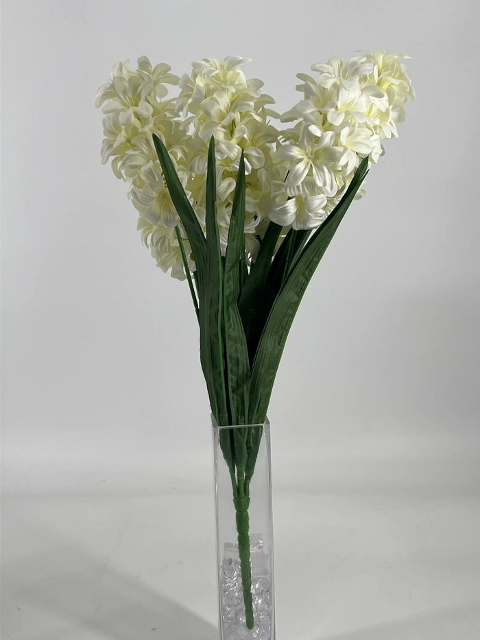 Golden Bell Satin Hyacinth Bush Cream 21" - Uncategorized Silk