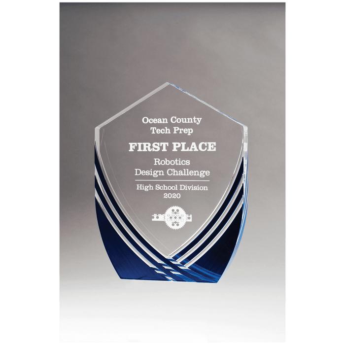 Shield Acrylic w/Score Lines and Blue Metallic Accent