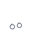 Silver Blue Circle Stud Earrings