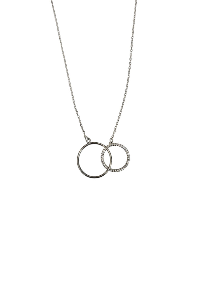 Silver Plated Double Circle Necklace