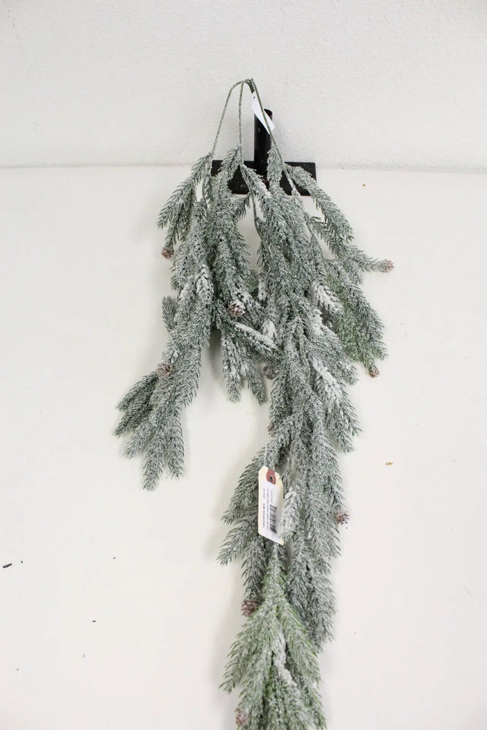 Snow Hanging Pine/Cone Bush 36"
