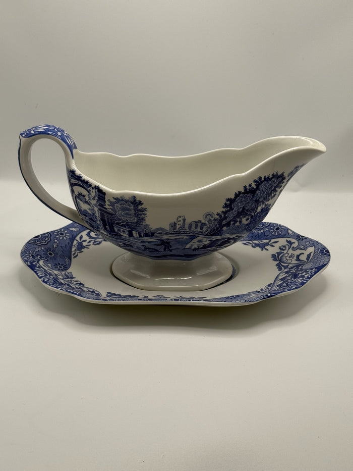 Spode Blue Italian Creamer and Oval Dish Set