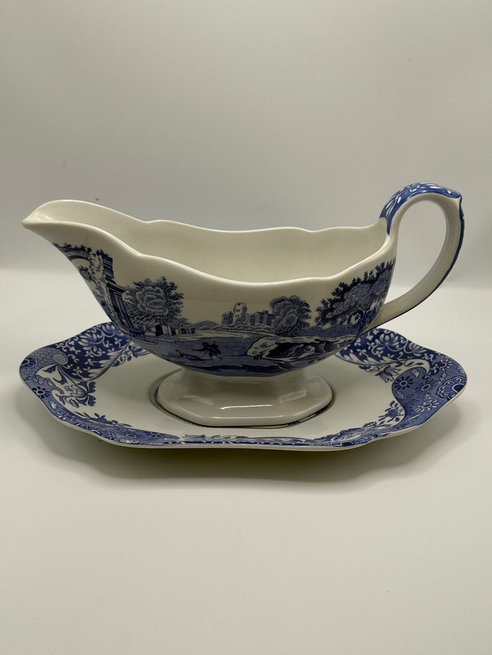 Spode Blue Italian Creamer and Oval Dish Set
