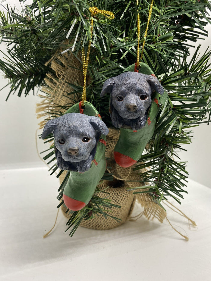 Staffordshire Staffy  Dog Puppy Christmas Xmas Tree Decoration Statue Home Blue