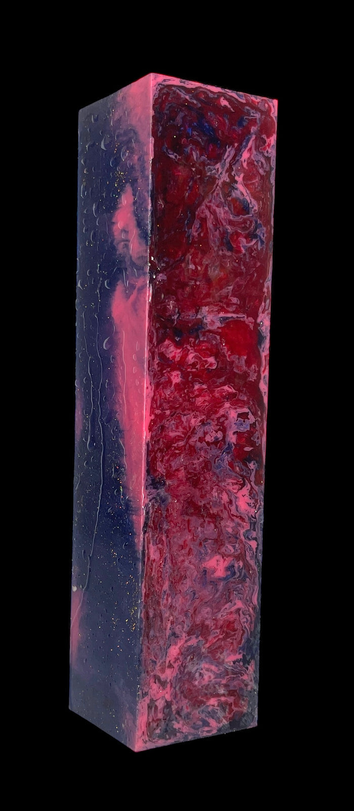 TBlank-002: Turning Blanks - Pink Red Blue with Glitter Alumilite Resin Casting Turning Blank Turning Handle Call Blank