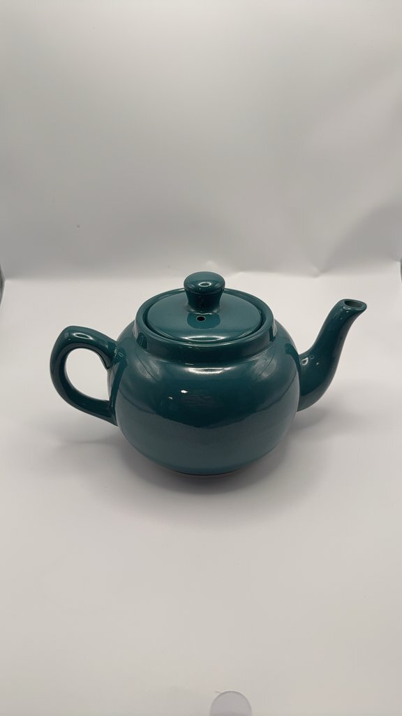 Vintage Ceramic Teapot in Teal Blue with Lid