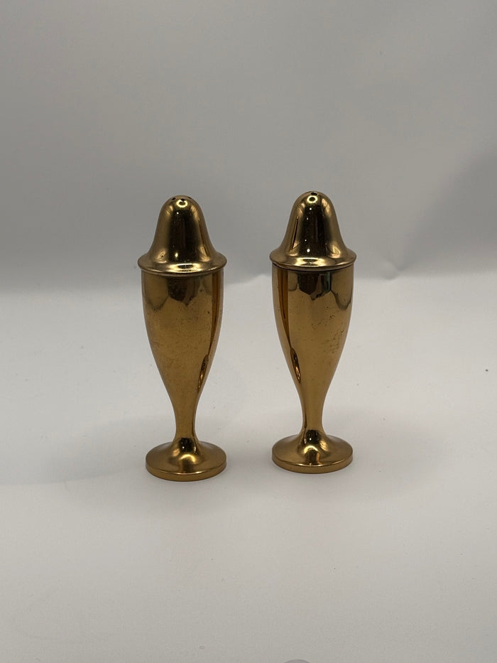 Vintage Dirilyte Solid Gold-Tone Salt and Pepper Shakers - Mid Century Modern