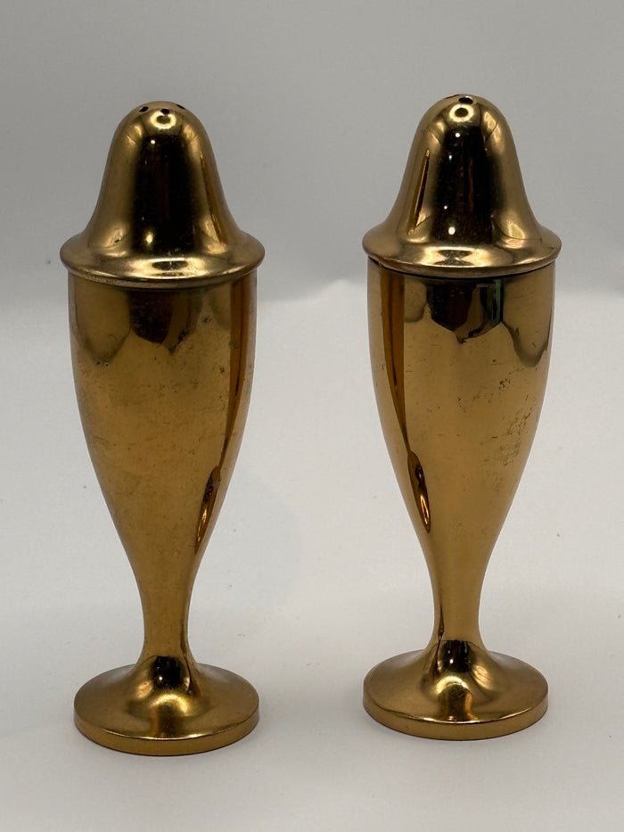 Vintage Dirilyte Solid Gold-Tone Salt and Pepper Shakers - Mid Century Modern