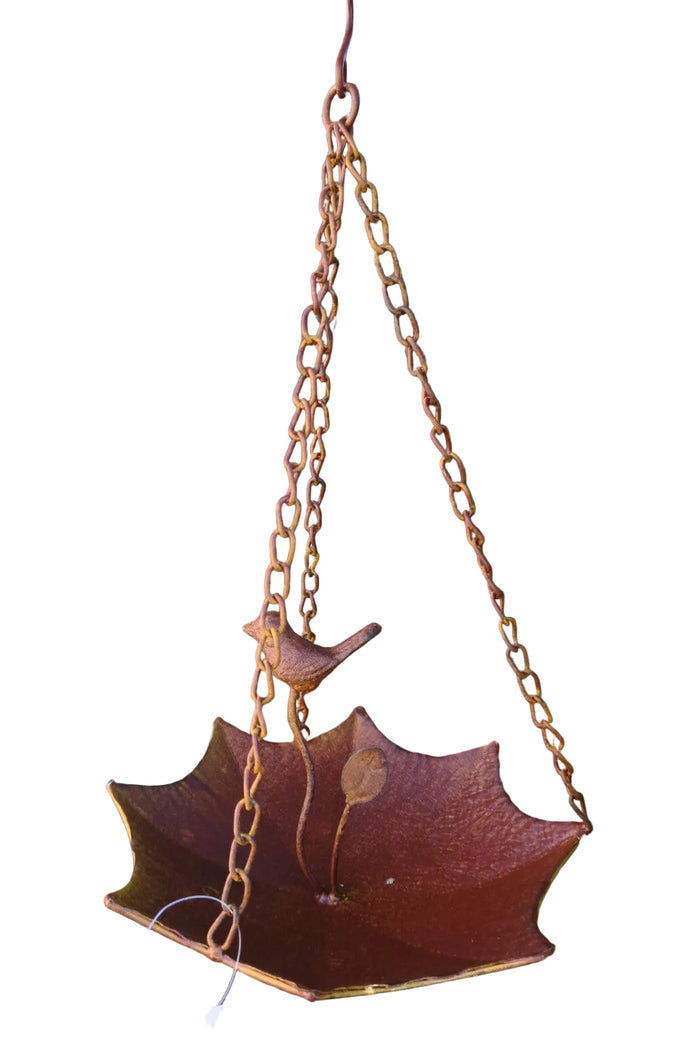 Wild Bird Feeder With Birds Native Garden Outdoor Metal Hanging Design Brown