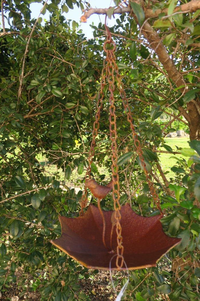 Wild Bird Feeder With Birds Native Garden Outdoor Metal Hanging Design Brown