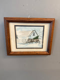 Winter wagon and home scape Art by Schuetzle